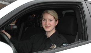 Natasha Lorenz in her Ohio University Police Cruiser.