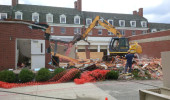 Irvine Hall during demolition of the Ryors Annex.