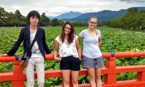From left, Reiju Nemoto, Claire Seid and Abby Stephens in Japan.