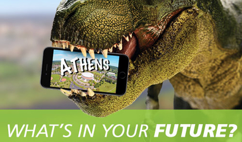 What's in your future summer graphic with dinosaur