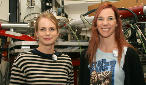 “This is my fourth time visiting the Lab to conduct experiments since 2006,” says Ann-Cecile Larsen (right) pictured with colleague Therese Renstrom from the University of Oslo. Larsen was a guest seminar speaker for Ohio University’s Institute of Nuclear and Particle Physics during her visit.