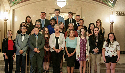 Chief Justice of the Ohio Supreme Court Maureen O'Connor with students of OHIO's Summer Law and Trial Institute