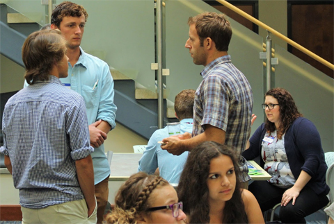 Alumni and students networking at STEMstart 2016