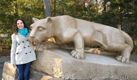 Alba Garcia Alonso goes from a Bobcat to the Nittany Lion mascot while doing Ph.D. studies at Penn State.