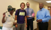 From left, Alum Connie Lawson Davis, Armad Richey, Chris Caldwell, and Dr. Akil Houston