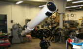 A portion of the Fecker telescope awaits its new home.