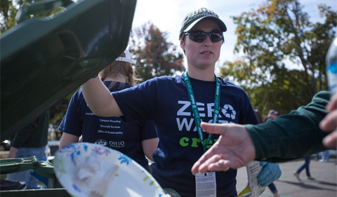 Zero Waste Awareness Week photo of Student wearing T-shirt with garbage can