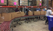 Assembly line packing at SE Ohio Food Bank