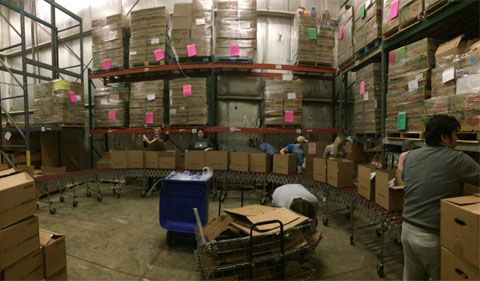 Boxes stacked at SE Ohio Food Bank