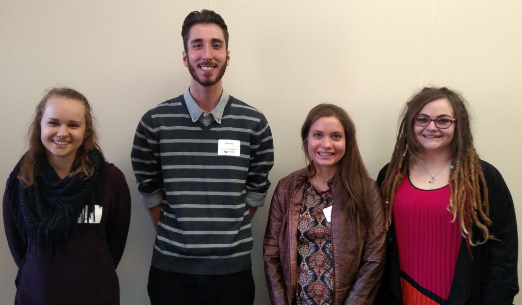 Alexis Wales, Jacob Ballas, Leah Dekold and Casey Csipke pose for a picture at Sociology & Anthropology Awards Ceremony