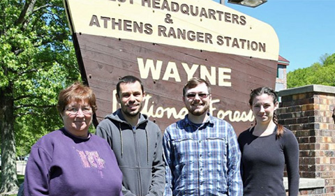 From left to right: Lynda Andrews (Wildlife Biologist at Wayne National Forest), Viorel Popescu (Conservation Ecologist at Ohio University), Kyle Brooks (myself), and Devon Cottrill (Wildlife Intern)