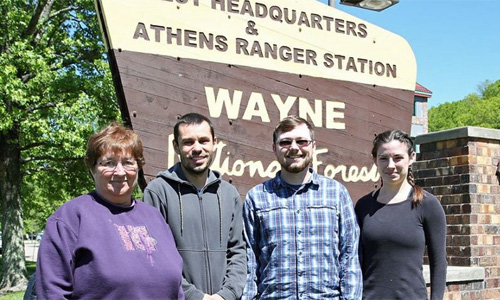 From left to right: Lynda Andrews (Wildlife Biologist at Wayne National Forest), Viorel Popescu (Conservation Ecologist at Ohio University), Kyle Brooks (myself), and Devon Cottrill (Wildlife Intern)