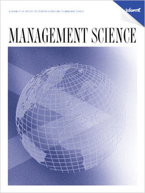 Management Science journal, wiht graphic of globe on cover