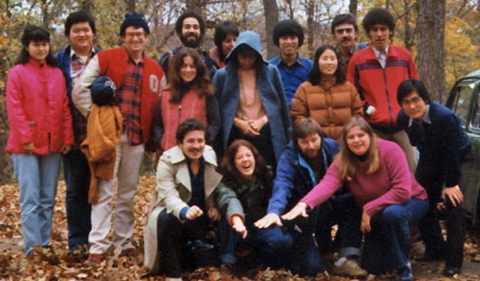 OPIE students in the early 1980s, group photo in fall colors
