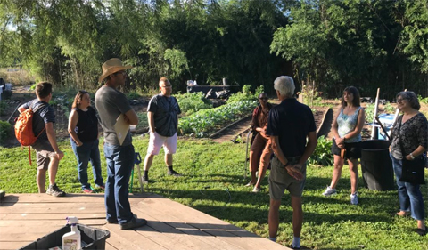 Solid Ground Farm owner Weston Lombard at the Plant Biology Learning Gardens