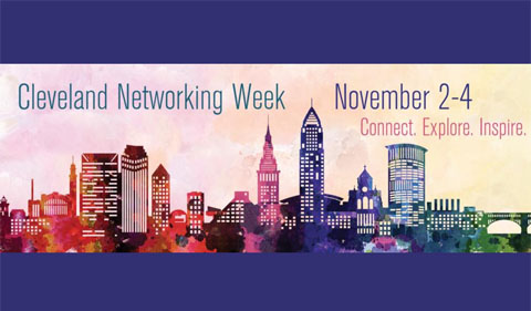 Skyline image for Cleveland Networking Week, Nov. 2-4. Connect. Explore. Inspire.