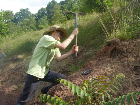 Sarah Koger Excavating at Site 5.