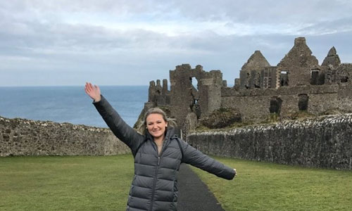 Taryn Osborne at Dunluce Castle on the coast of Northern Ireland