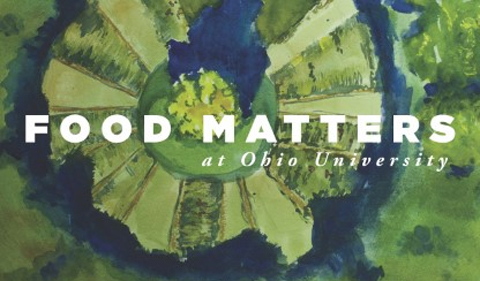 Food Matters at Ohio University, logo with green pattern