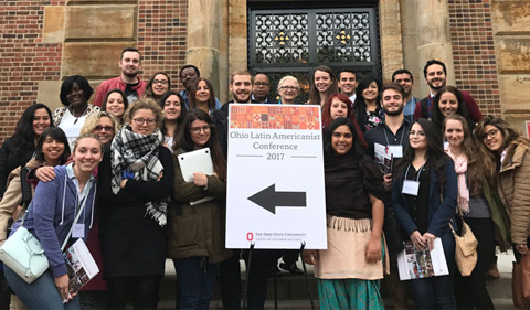 Graduate students at Ohio Latin Americanist Conference, posed for group photo in Columbus