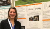 Alayna Tokash with her poster at the Society for Integrative and Comparative Biology meeting.