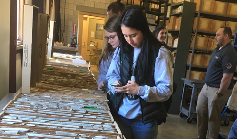 Geology students view the Ohio Division of Geological Survey’s Horace R. Collins Laboratory and Core Library