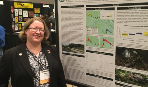 Marcel Weigand presents her poster on the Eastern box turtles in the Wayne National Forest.