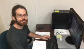 Matt Brooks at his work station in Ohio University’s Edwards Accelerator Lab