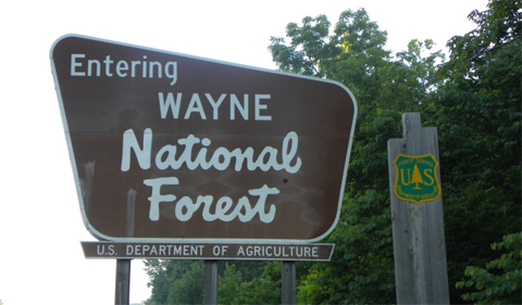 Entering Wayne National Forest sign