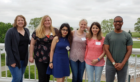 From left: Dr. Jessica K. White, Rachael Pickens (J. K. White group), Shabnam Pordel (J. K. White group), Samantha Roe (T. A. White group), Sima Saeedi (T. A. White group), Dr. Travis A. White. 