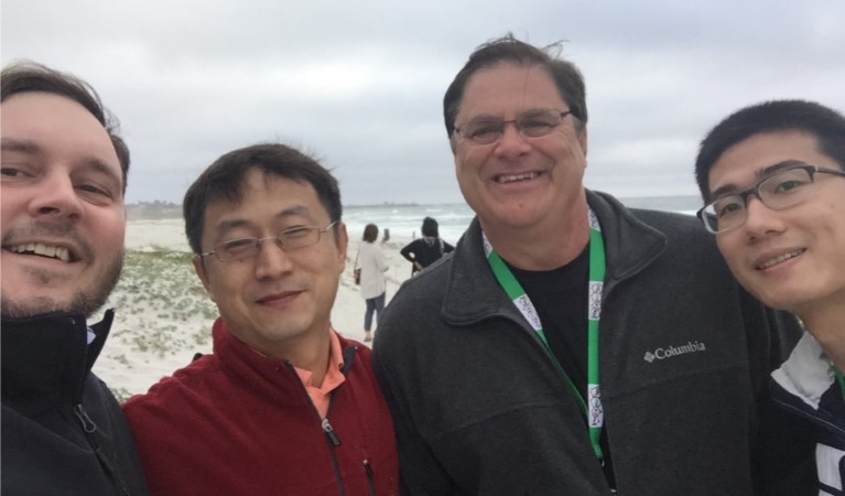 VIII. Cell Wall Conference in Asilomar, California, June 18-22, 2018. Photo left to right: Mick Held (Chemistry), Lee Tan (Chemistry Alum), Allan Showalter, (PBIO), Yadi Zhou (Chemistry grad student)
