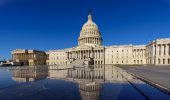 Panoramic view of Capitol Building with reflection in the morning, Washington D.C.