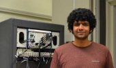 Hariprakash Haragopal in his groups lab, where he records electrical responses to sound in Dutch belted rabbits