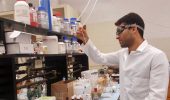 hemistry doctoral student Ali Rafiei Miandashti is designing a thermosensing system that may one day be applied to cancer treatment. (Ramin Rabbani photo)