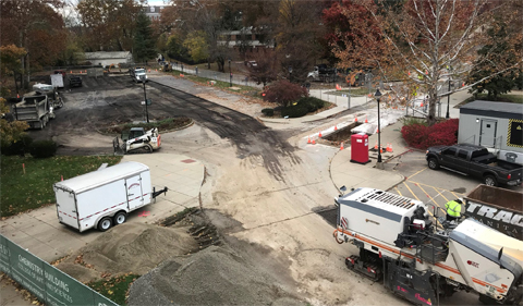 Construction on the new chemistry building is in full swing! The surface of the parking lot is being removed in preparation for building.