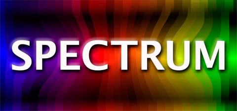 WOUB Spectrum logo in vivid rainbow