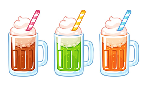 illustration of three ice cream floats