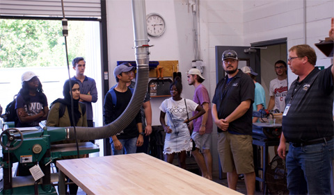 Students in ELIP 1300 visit Athens MakerSpace with instructor Art Oestrike