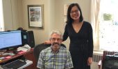 Dr. Wang and her Ph.D. mentor, Dr. Bob Colvin, professor and Chair, Biological Sciences during her recent visit to the Athens campus