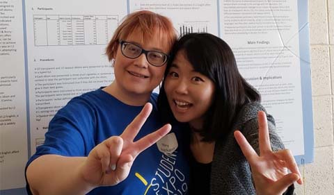 From left, Mary Catherine Augstkalns and Dr. Soomin Jwa at the 2019 Student Expo.