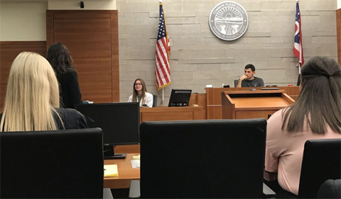 Students prep for mock trial competition.