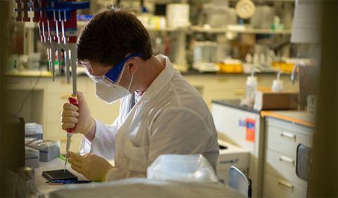 Undergraduate student Mason Myers works in Dr. Jennifer Hines' Lab.