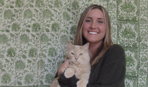 Katy Campbell and her cat, Zimmie