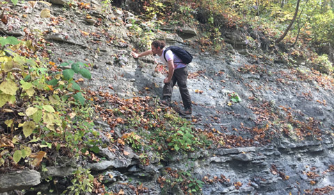 Ian Forsythe collecting fossil samples.