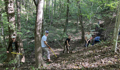 Plant Club members help out at a John Knouse trail building work day. Sept. 26, 2021. 