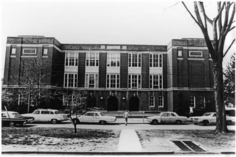 Gordy Hall from across Park Place, 1960s