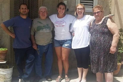 Breanna Oswald with her relatives in Enna, Sicily