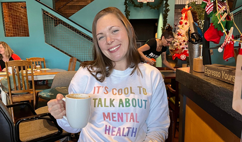 Erin Muri's shirt proclaims her passion: It's cool to talk about mental health.