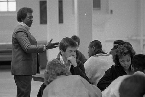 Francine Childs, Ohio University Department of African American Studies professor, speaks to group, 1988