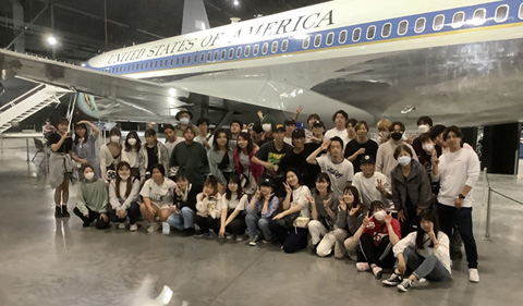 Chubu Students view President Kennedy's Air Force One at Dayton Air Force Museum, one of many field trips the group enjoyed.
